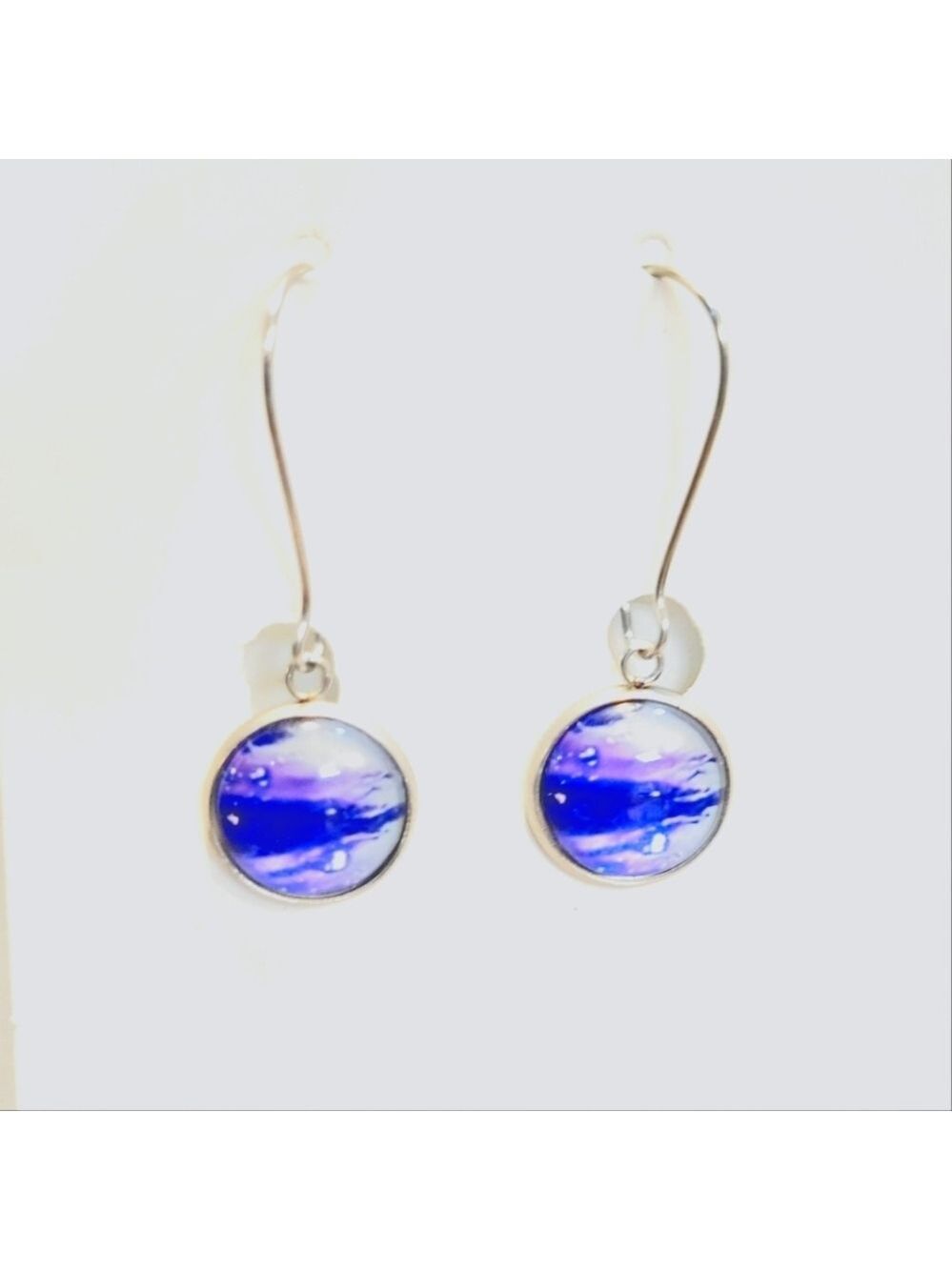 Blue Purple Bubble Latch Back Earrings